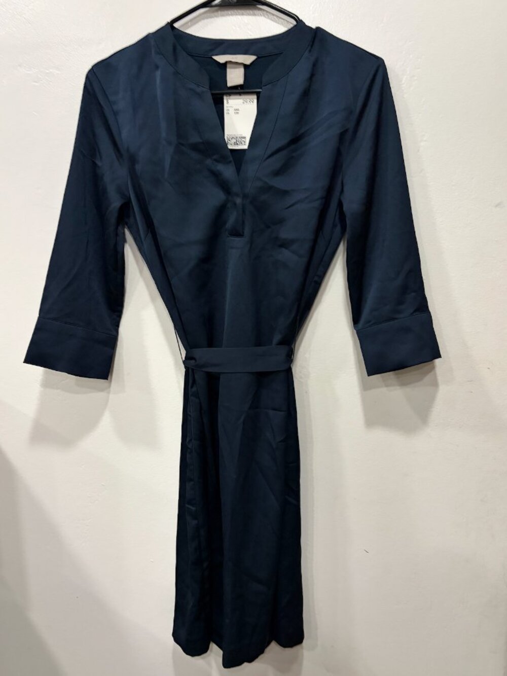 NWT H&M Navy Dress With Tie Belt - XXS